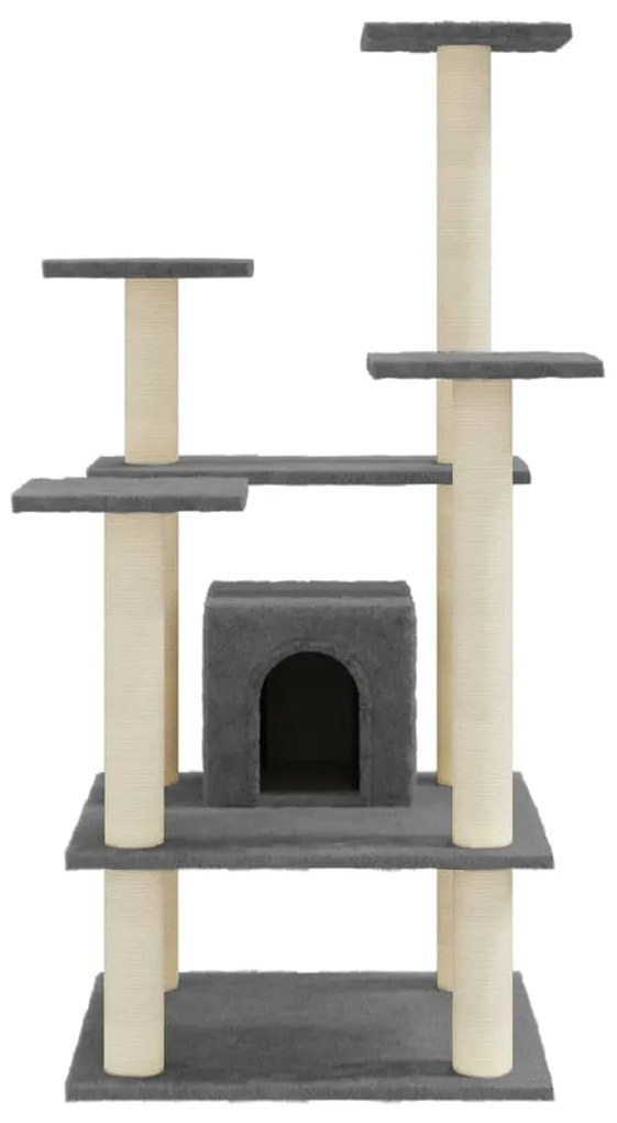 Árvore p/ gatos c/ postes arranhadores sisal 110cm cinza-escuro