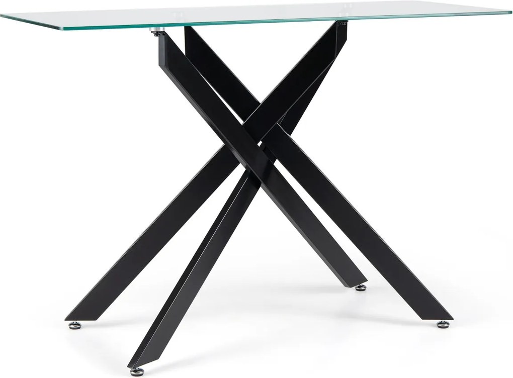 Mesa Consola 115 x 45 x 78 cm com Tampo Temperado e Pernas de Metal para Sala, hall Entrada Preta