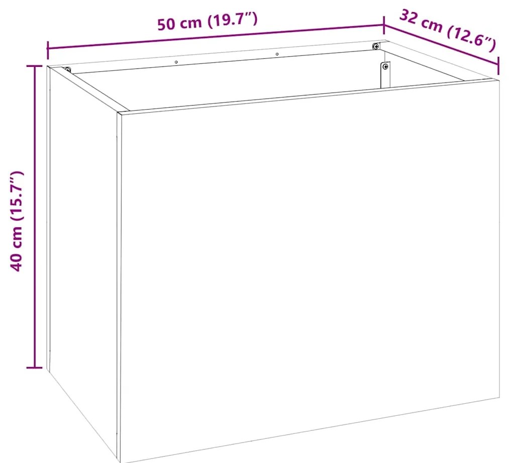 Vaso de Jardim Antracite 50 x 32 x 40 cm Aço laminado a frio