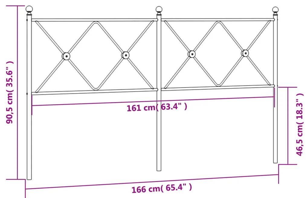 Cabeceira de cama 160 cm metal branco