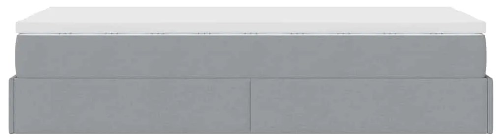 Estrutura cama otomana colchão 90x190 cm tecido cinzento claro