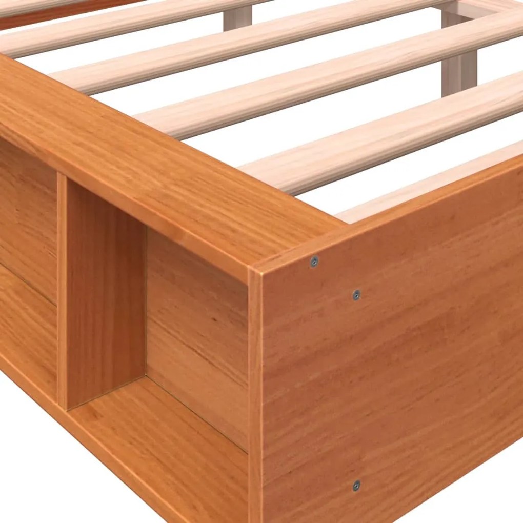 Cama sem colchão 120x200 cm madeira pinho maciça castanho-mel