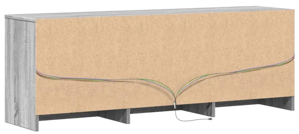 Móvel de TV com luzes LED derivados de madeira cinzento sonoma