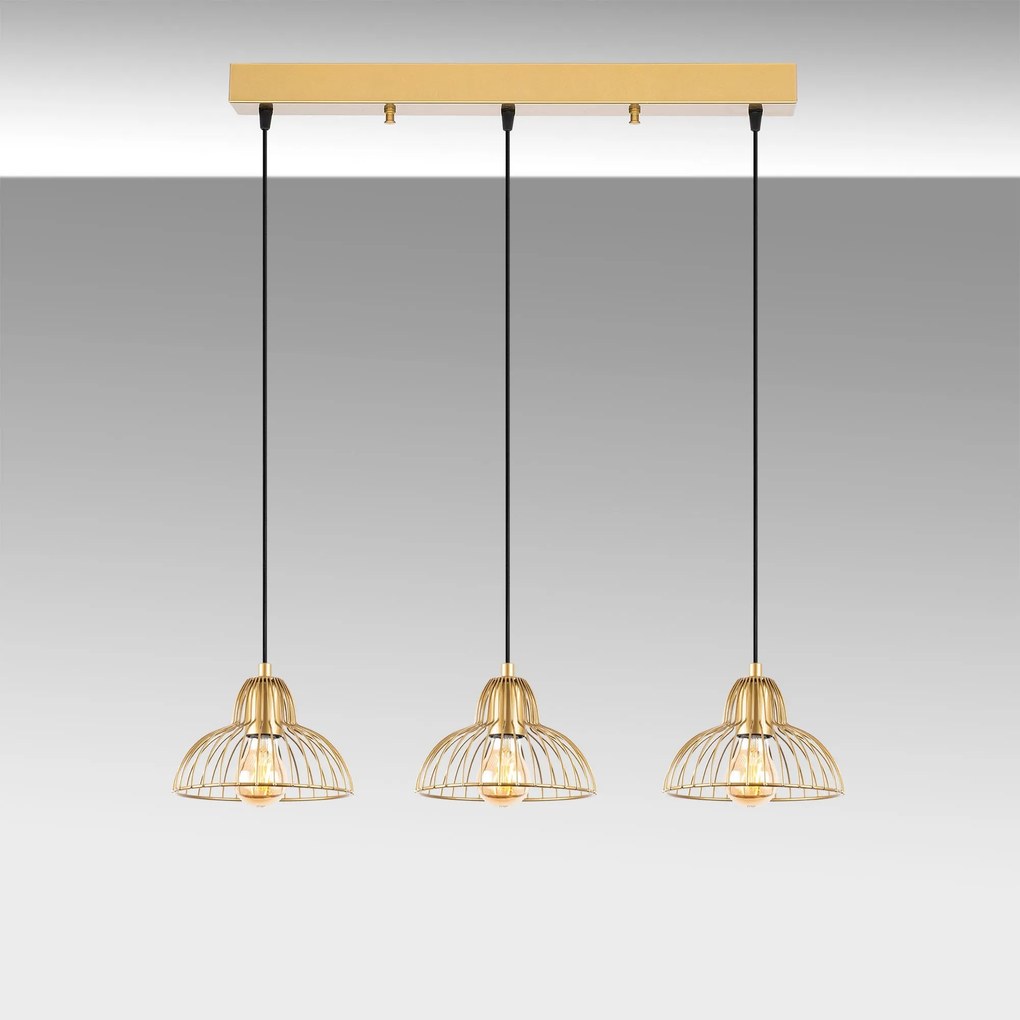 Candeeiro Suspenso Dopo – Ouro Brilhante – 70 x 20 x 114 cm