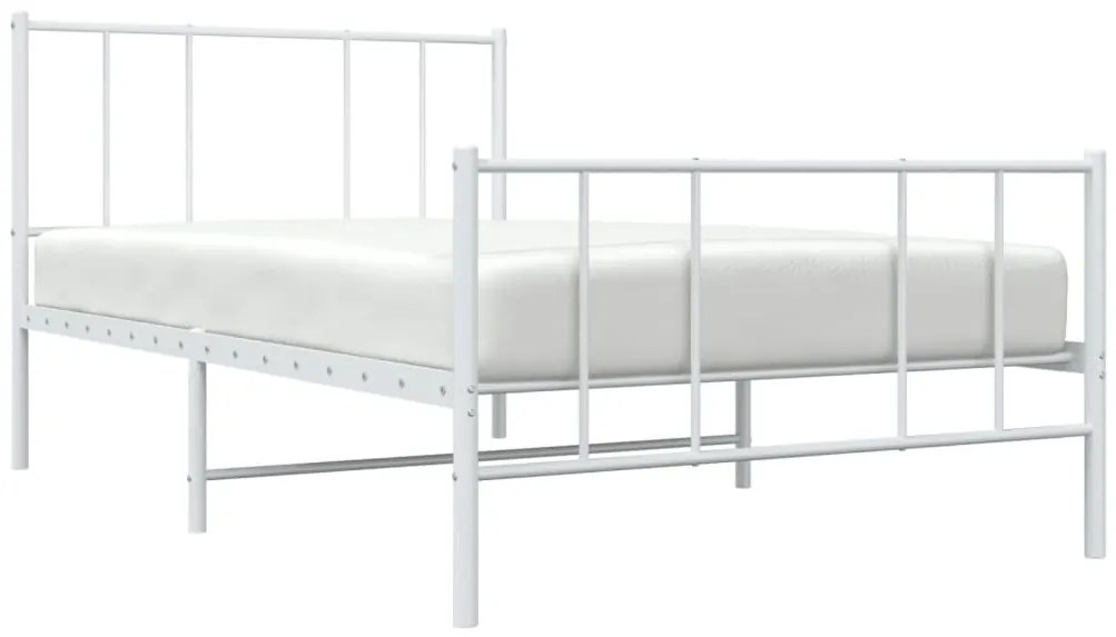 Estrutura de cama com cabeceira e pés 75x190 cm metal branco