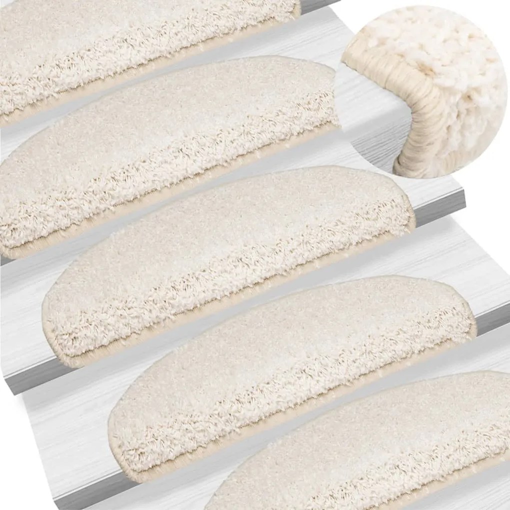 vidaXL Tapetes de escadas 10 pcs 65x21x4 cm branco