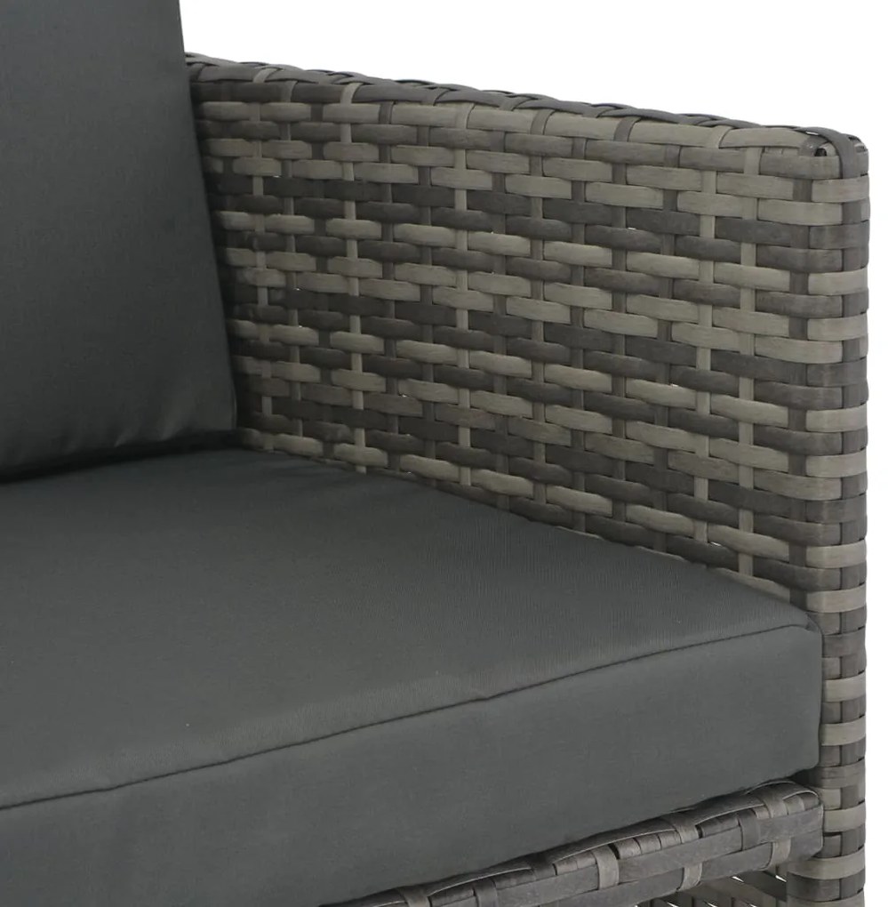 Conjunto jantar p/ exterior com almofadões 7 pcs vime cinzento