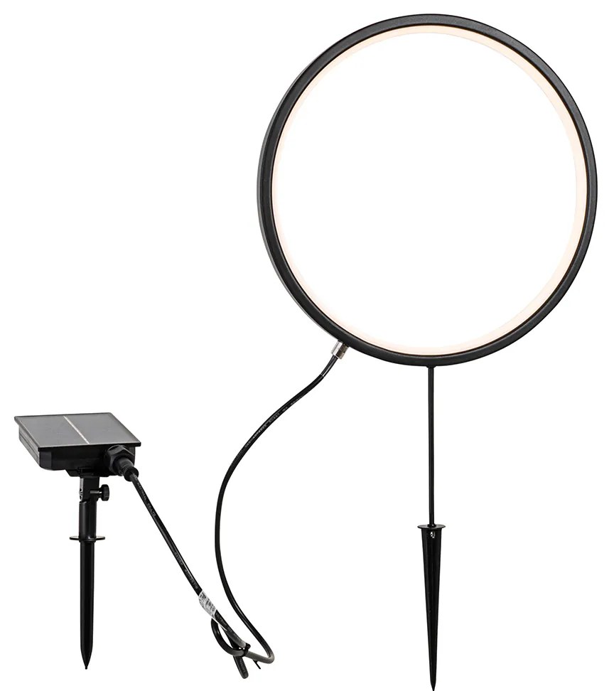 Candeeiro de jardim preto 60 cm com LED recarregável e solar IP65 - Adalind Design