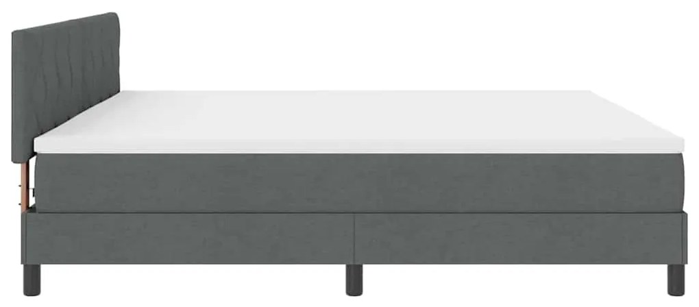 Cama Box Spring com Colchão &amp; LED Cinza Escuro 200x200 cm Tecido