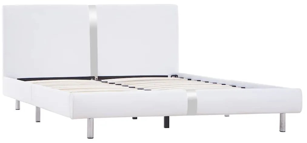 Estrutura de cama sem colchão 135x190cm couro artificial branco