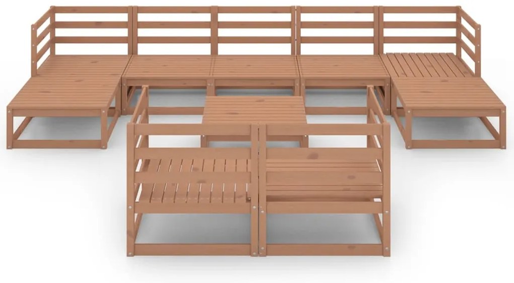 10 pcs conjunto lounge de jardim pinho maciço castanho-mel