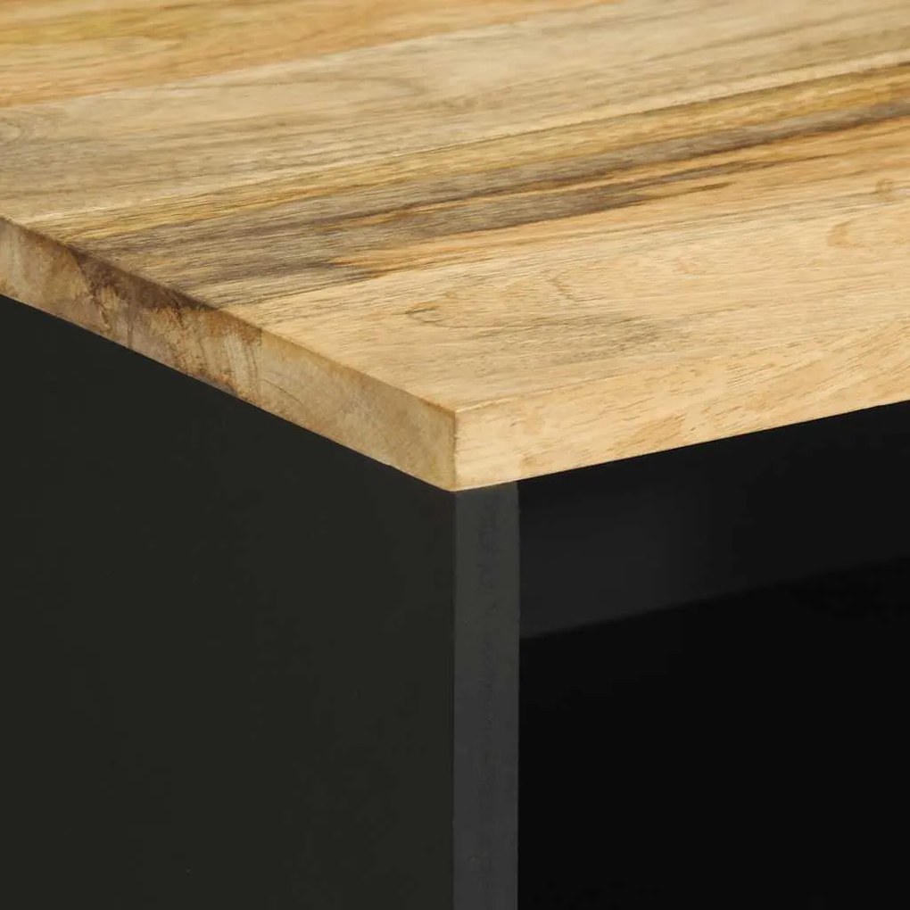 Mesa cabeceira 50x33x62cm madeira mangueira áspera maciça preto