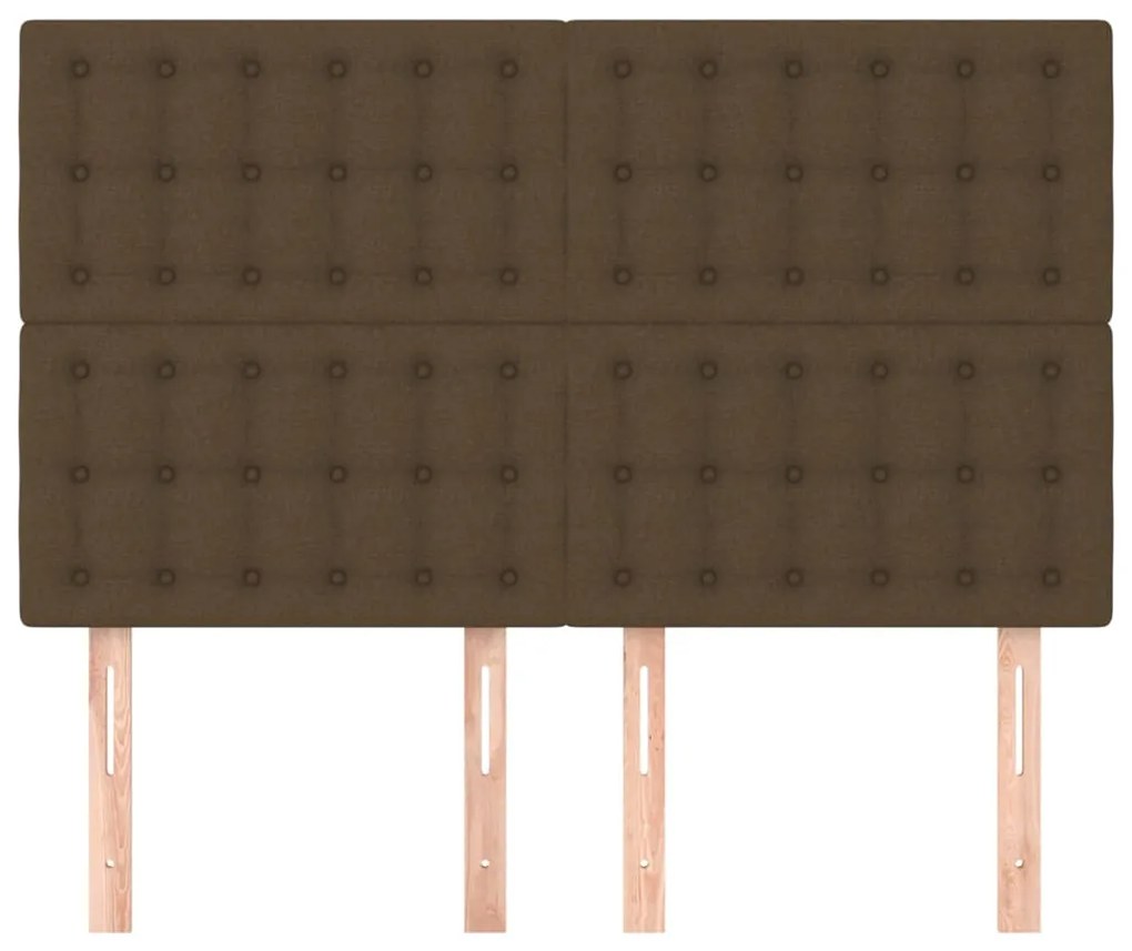 Cabeceira de cama 4 pcs tecido 72x5x78/88 cm castanho-escuro