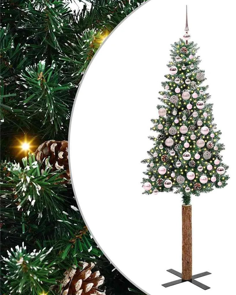 vidaXL Árvore de Natal Slim com 300 LEDs com suporte Verde 180 cm