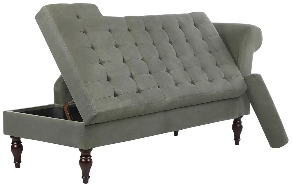 Chaise-longue à direita com arrumação em tecido cinzento PESSAC II Beliani