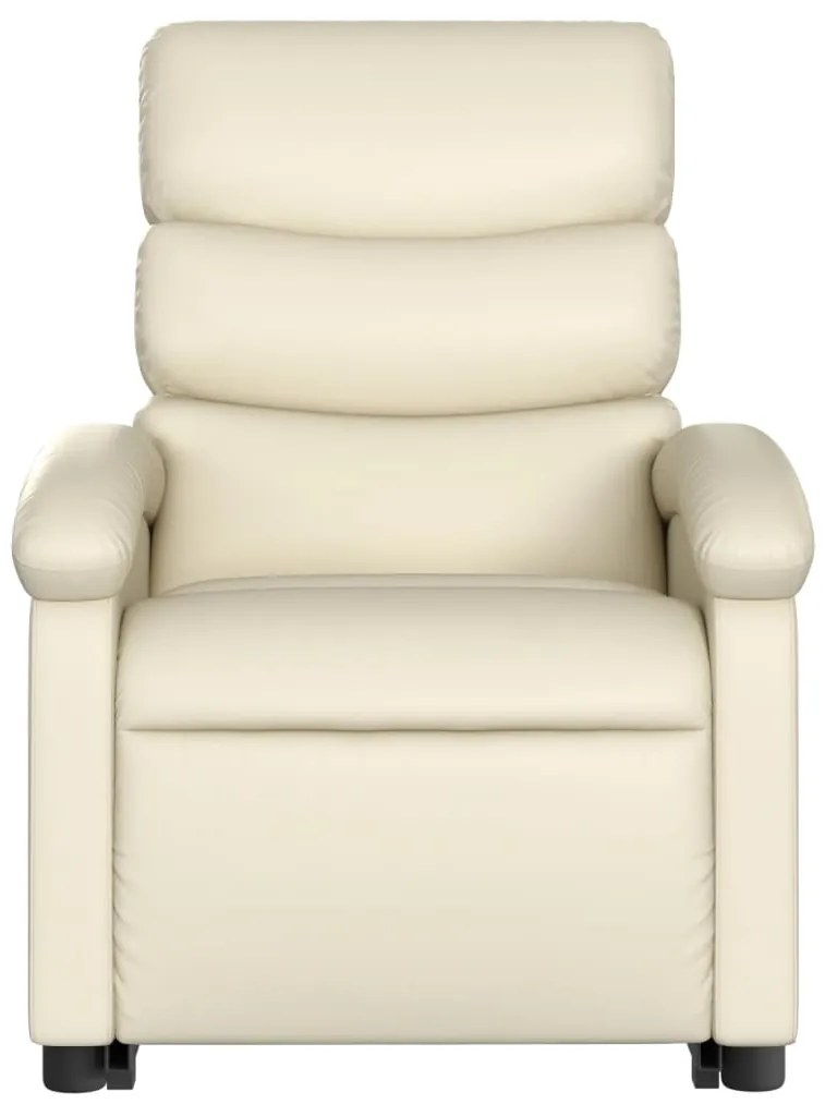 Poltrona reclinável de massagens couro artificial cor creme