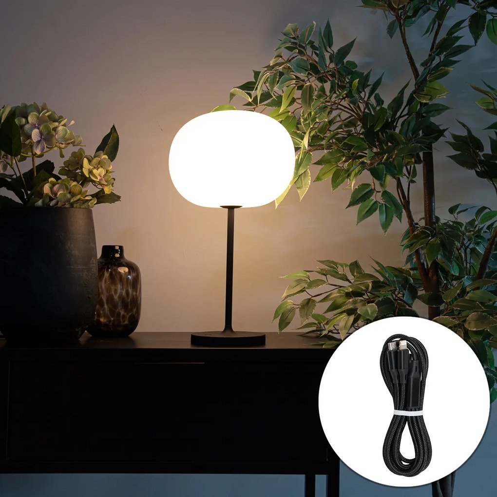 Candeeiro de mesa moderno branco recarregável - Maloi