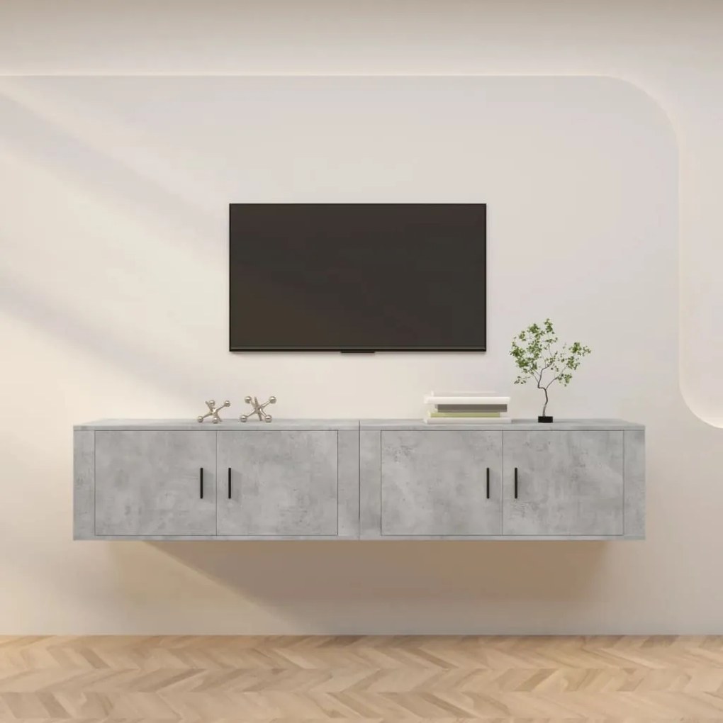 vidaXL Móveis de TV de parede 2 pcs 100x34,5x40 cm cinzento cimento