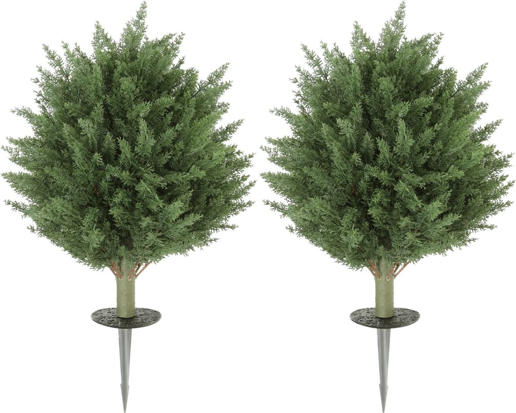 HOMCOM Conjunto de 2 Plantas Artificiais, Cipreste artificial resistente a UV com 387 folhas e estaca para solo, Ø40 x 60H cm, Verde | Aosom Portugal