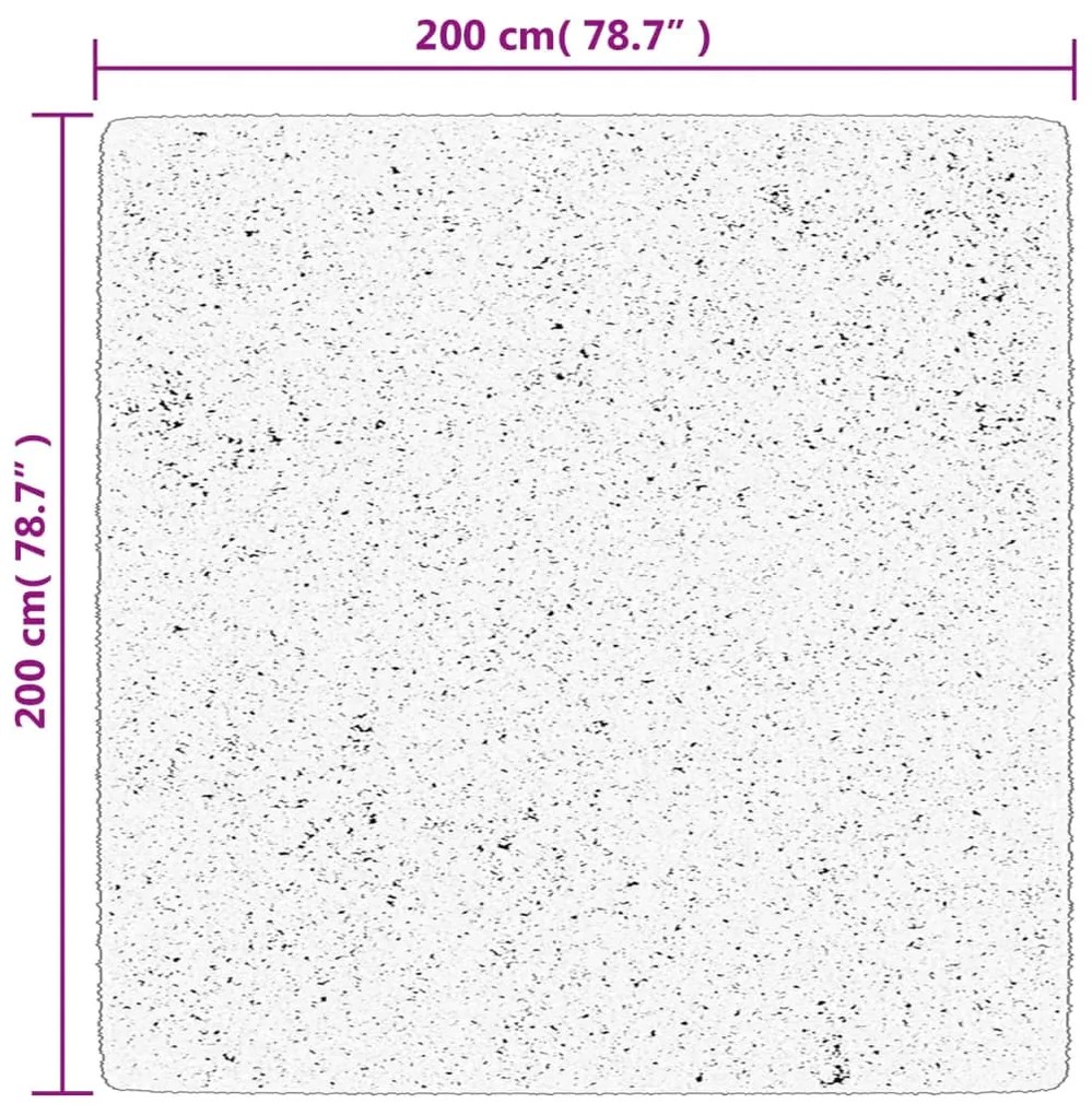 Tapete shaggy de pelo alto PAMPLONA 200x200 cm creme e preto