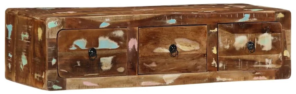 Armário de TV para parede 100x32x25cm madeira recuperada maciça