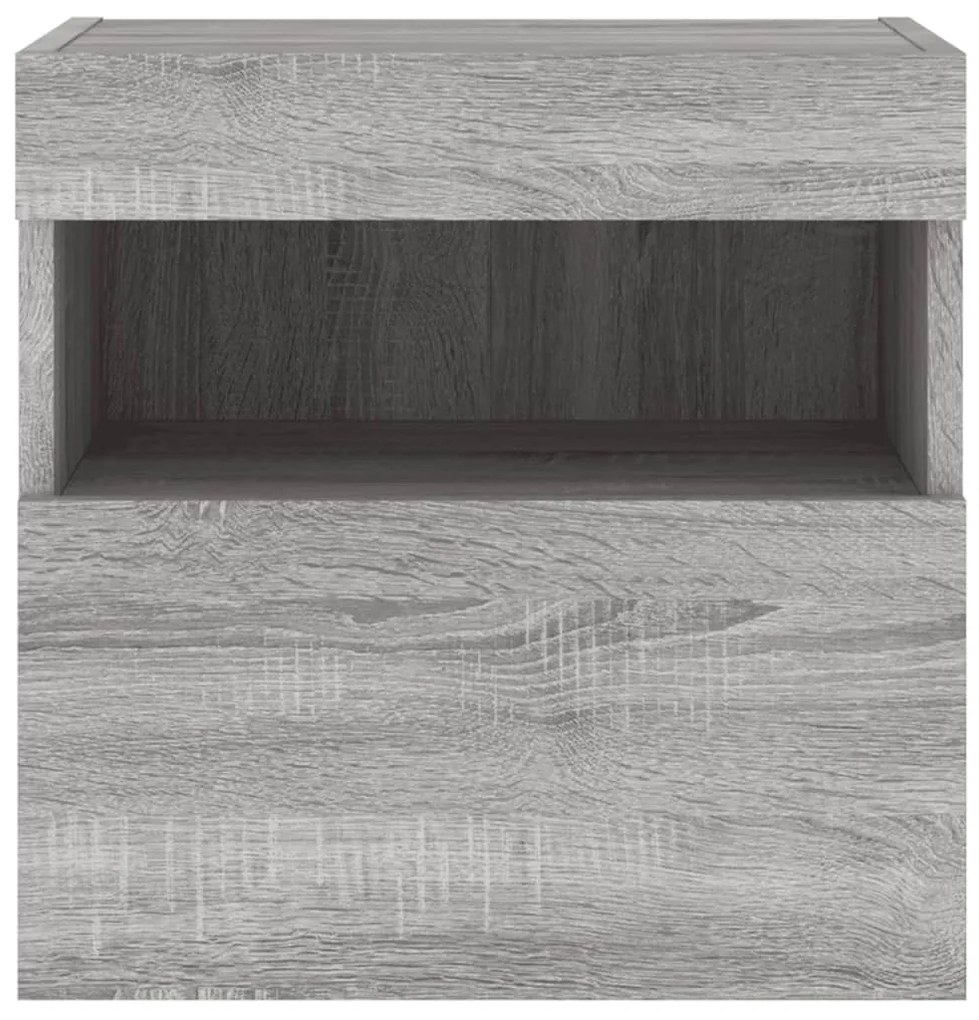 Móveis de parede para TV com luzes LED 2 pcs cinzento sonoma