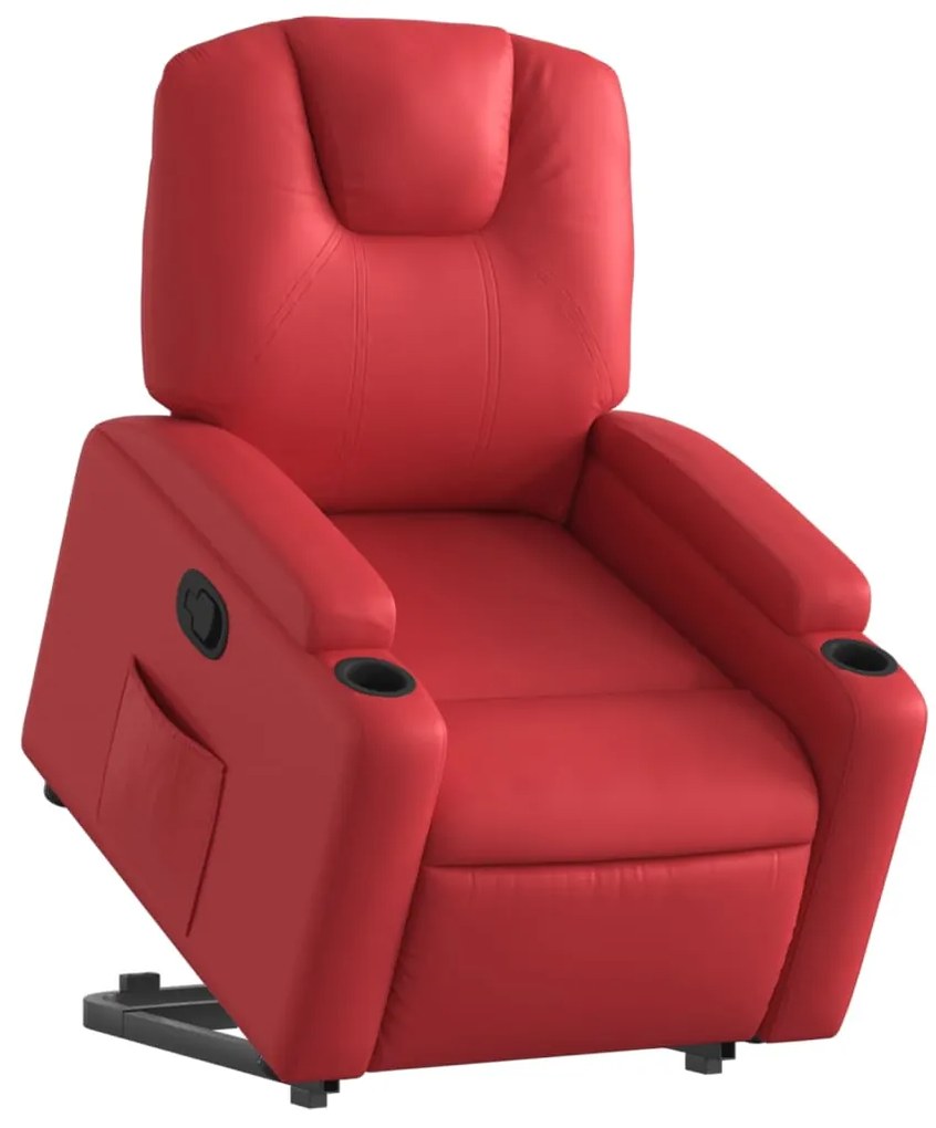 Poltrona reclinável elevatória couro artificial vermelho