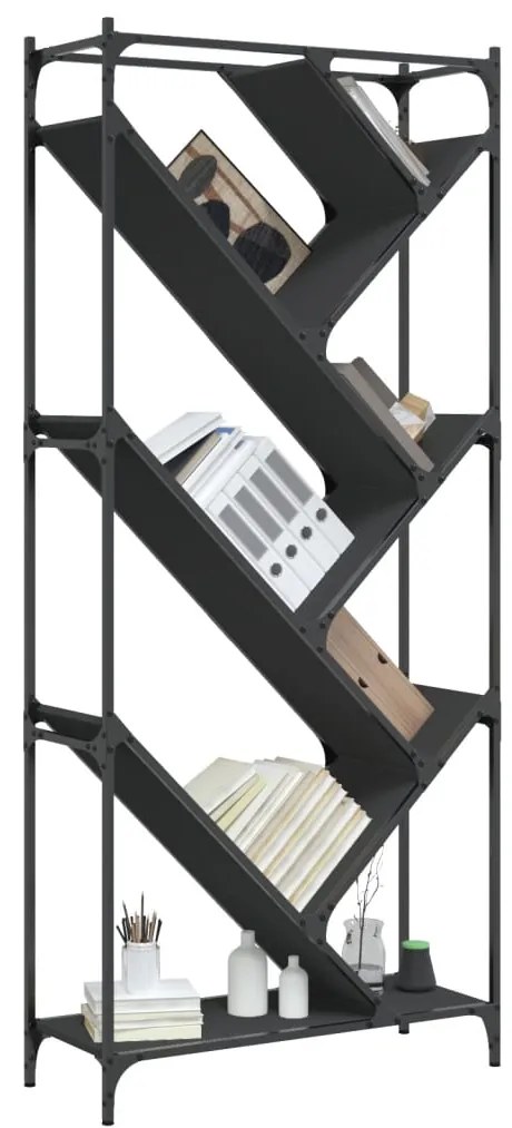 Estante 79x30x180 cm derivados de madeira e metal preto