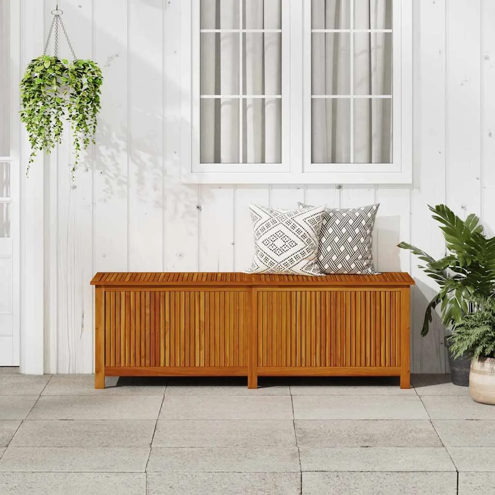 Caixa de arrumação p/ jardim 175x50x58 cm madeira acácia maciça