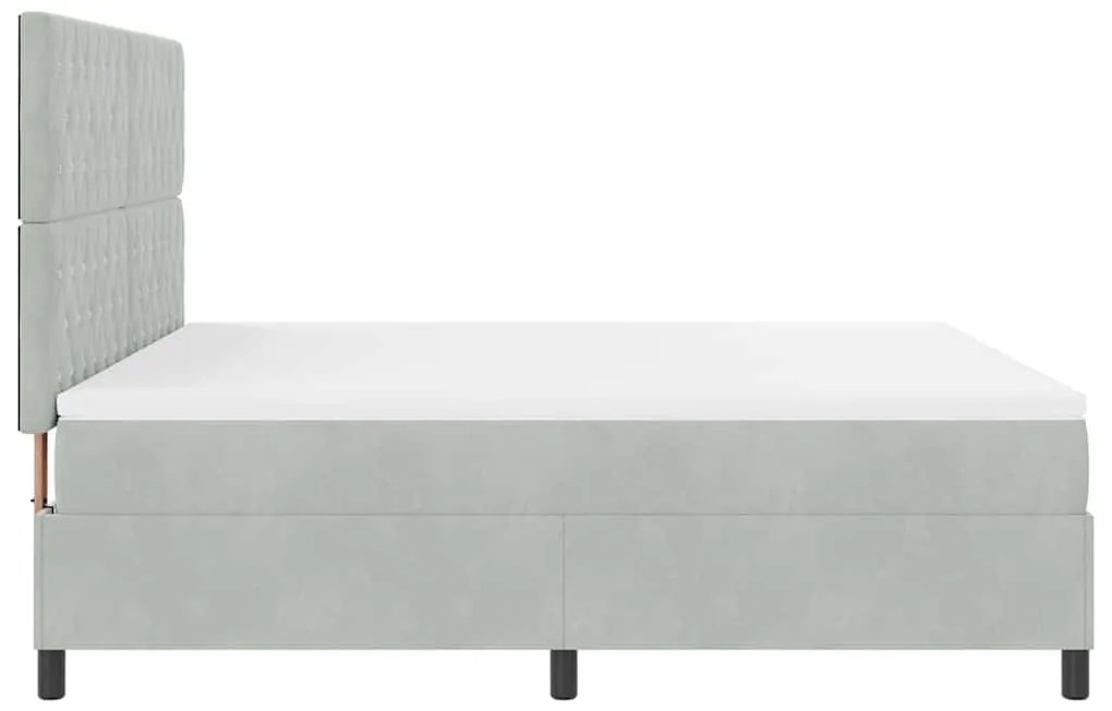Cama Box Spring com Colchão Cinza Claro Super King Veludo