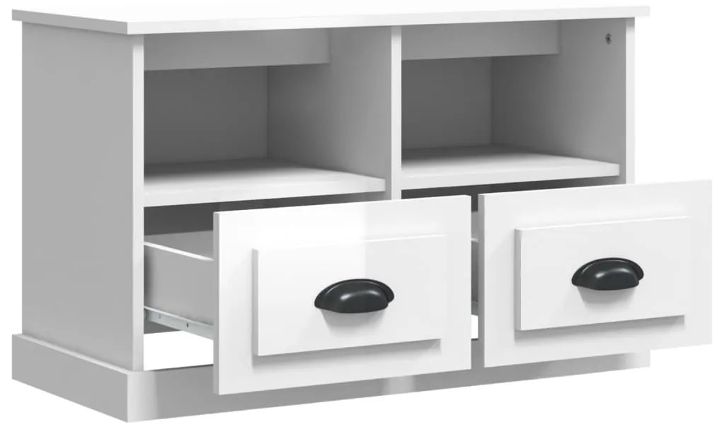 Móvel de TV 80x35x50 cm derivados de madeira branco brilhante