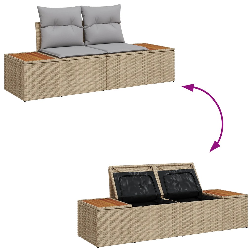 Conjunto de Sofás de Jardim de 8 Peças com Almofadas em Rattan Poliést