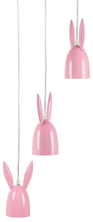 Candeeiro de teto em metal rosa com 3 abajures RABBIT Beliani