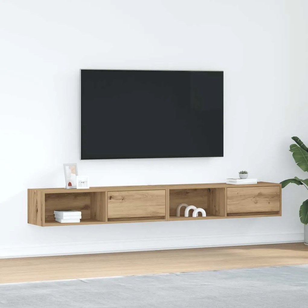 vidaXL Móveis TV 2pcs 100x31x25,5cm deriv. madeira carvalho artesanal