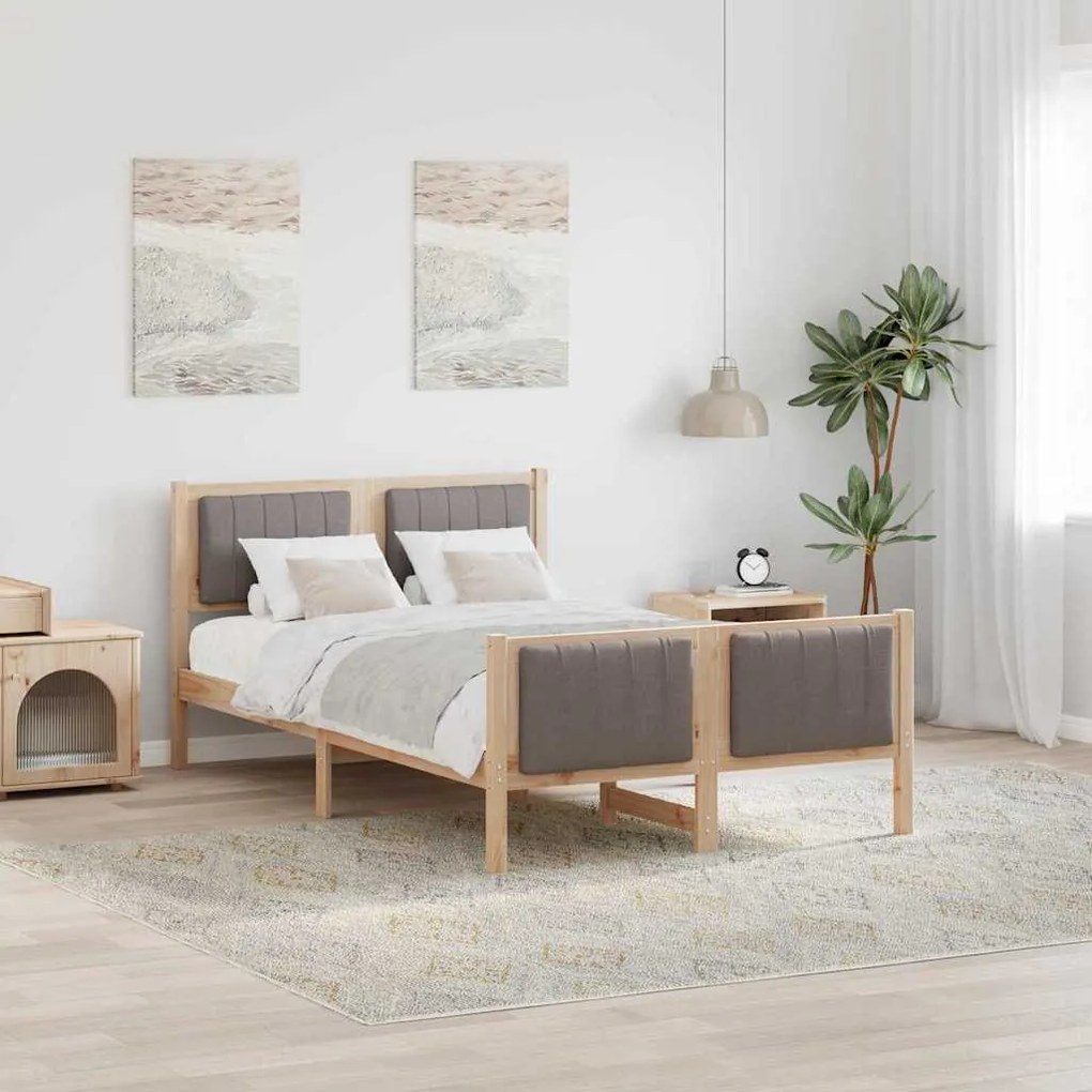 vidaXL Estrutura da cama com cabeceira Marrom e taupe 120 x 190 cm