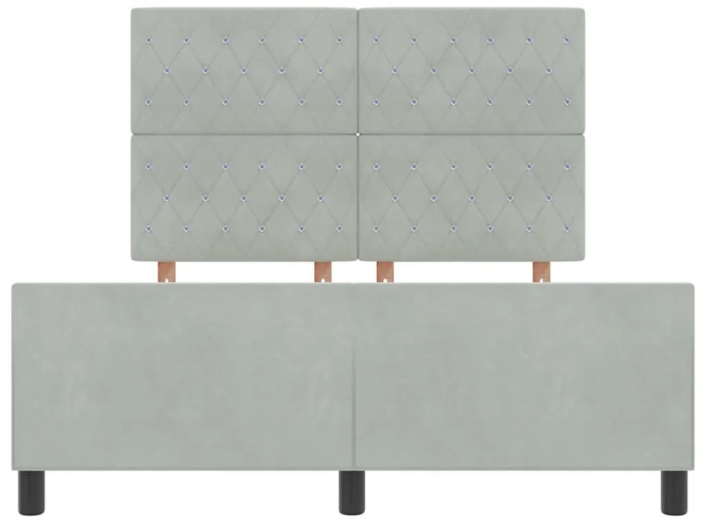 Cama vidaXL Cinza Claro 140x190 cm em Veludo