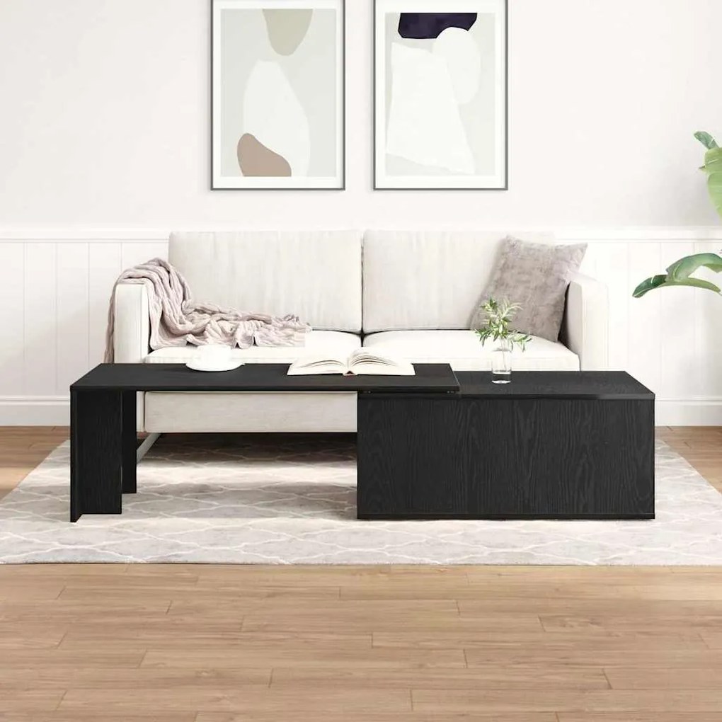 Mesa de Centro Folheada Preta de 150x50x35 cm