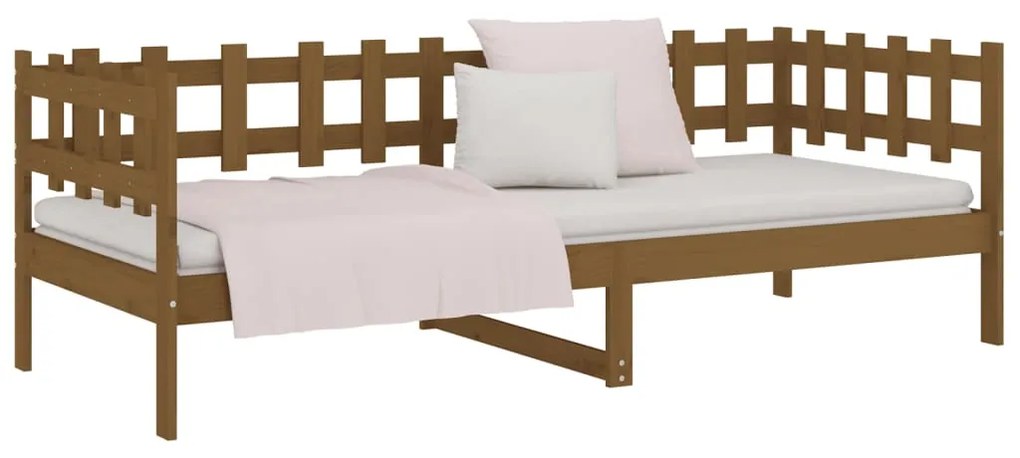 Sofá-cama 90x200 cm madeira de pinho maciça castanho mel