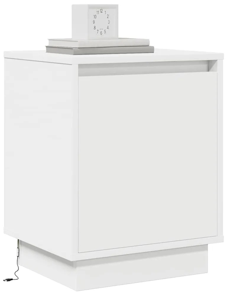 Criado-mudo com Luzes LED Branco 39x34,5x50 cm