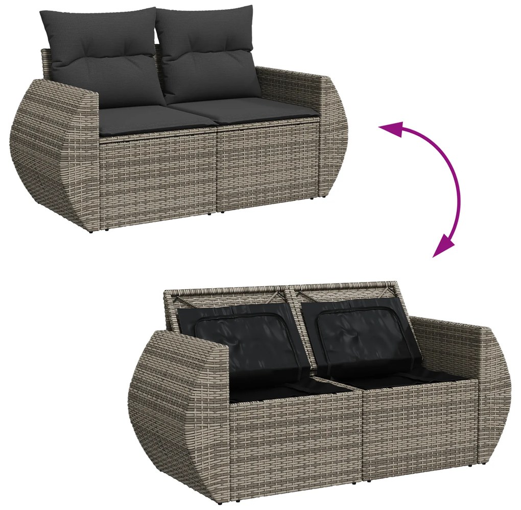 Conjunto de Sofás para Jardim vidaXL de 8 Peças com Almofadas Cinza Ra