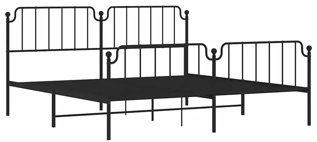 Estrutura de cama com cabeceira e pés 193x203 cm metal preto