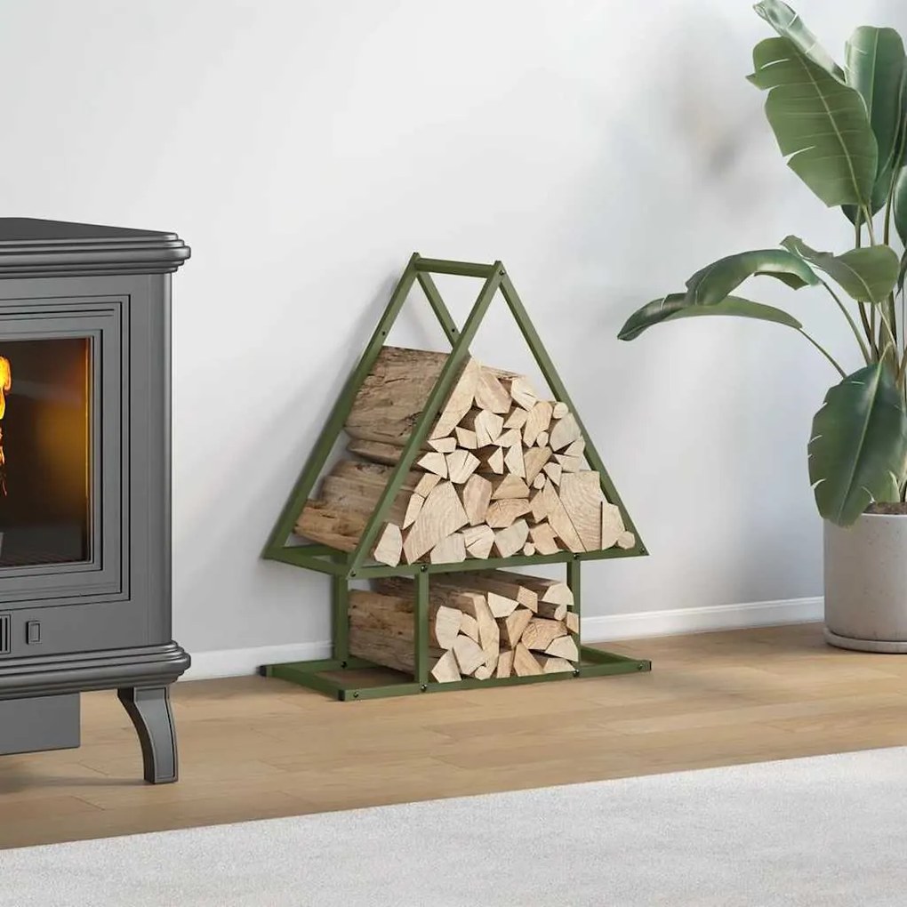 Suporte para lenha aço laminado a frio verde azeitona
