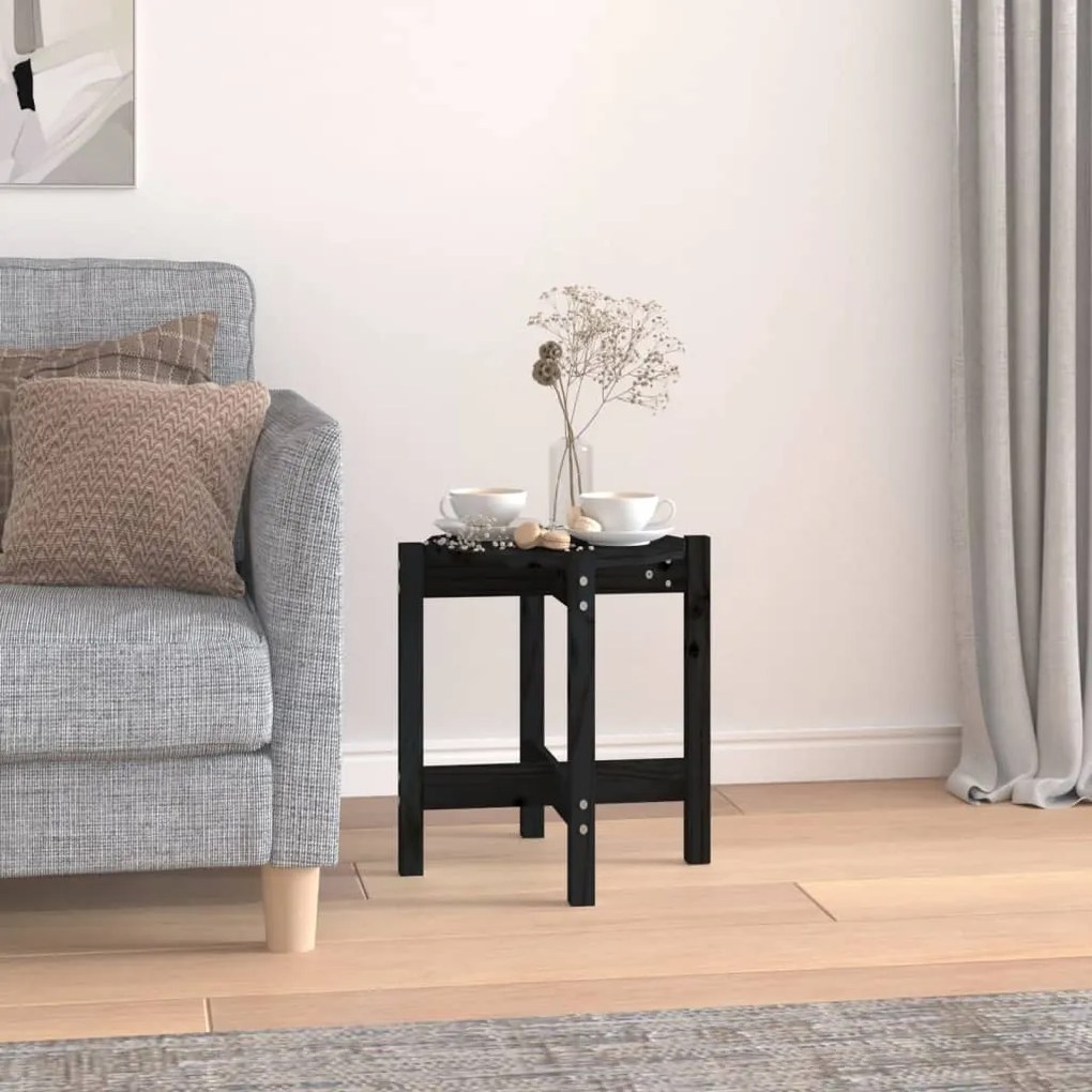 vidaXL Mesa de centro Ø 42,5x45 cm madeira de pinho maciça preto