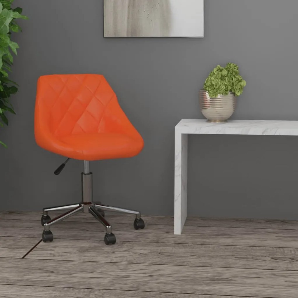 vidaXL Cadeira de escritório giratória couro artificial laranja