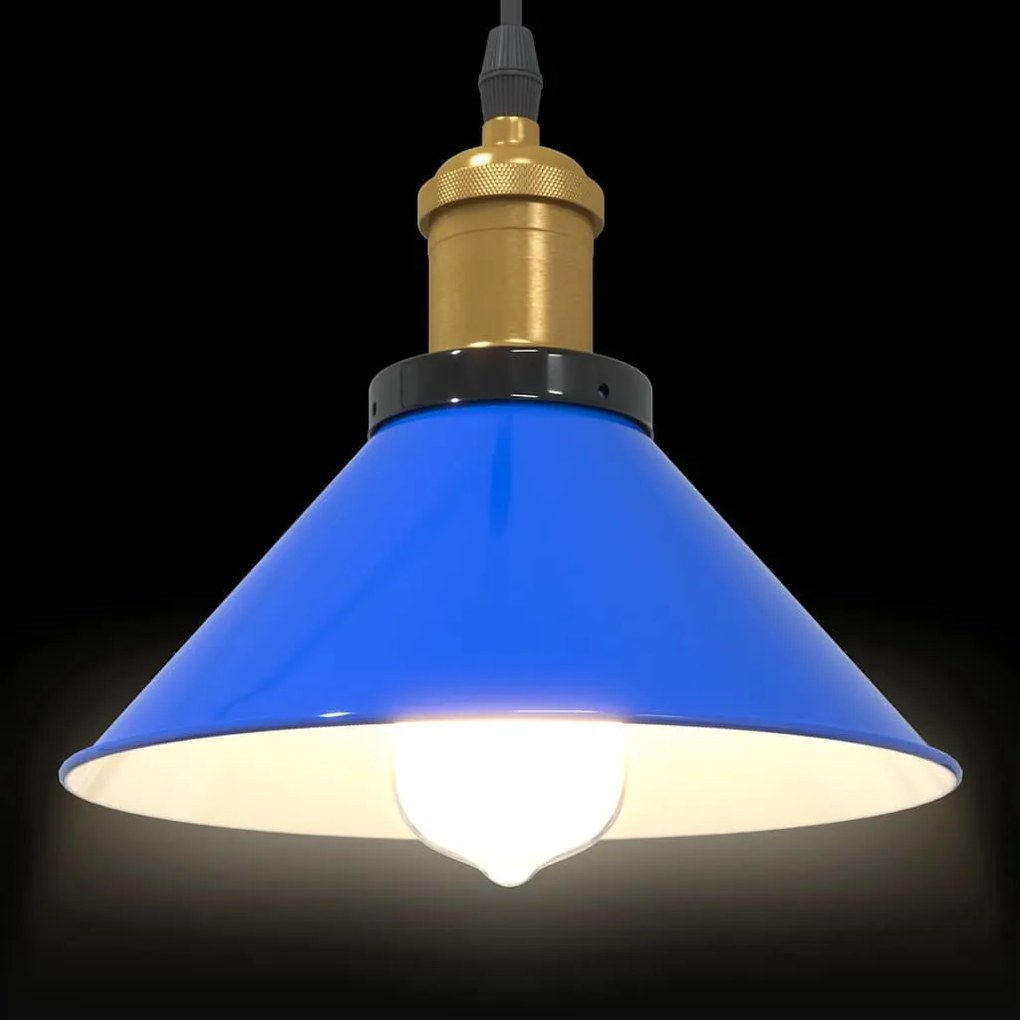 Candeeiro suspenso regulável altura E27 azul escuro Ø22cm