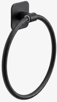 Toalheiro Adesivo De Parede Ø15 Cm Para Casa De Banho Em Aço Inoxidável Ondreli Preto Mate - Sklum