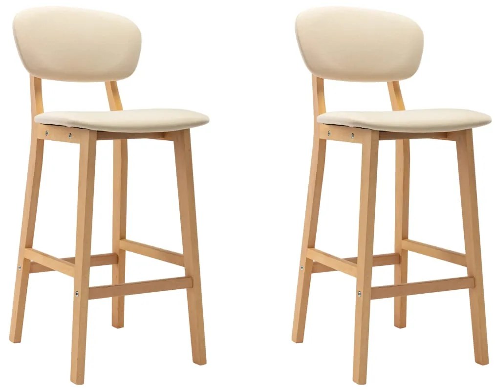 vidaXL Bancos de bar 2 pcs tecido cor creme