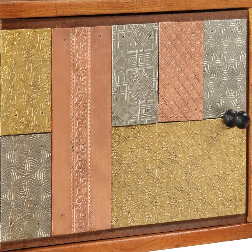 Móvel de TV com portas 112x30x40 cm acácia maciça e metal