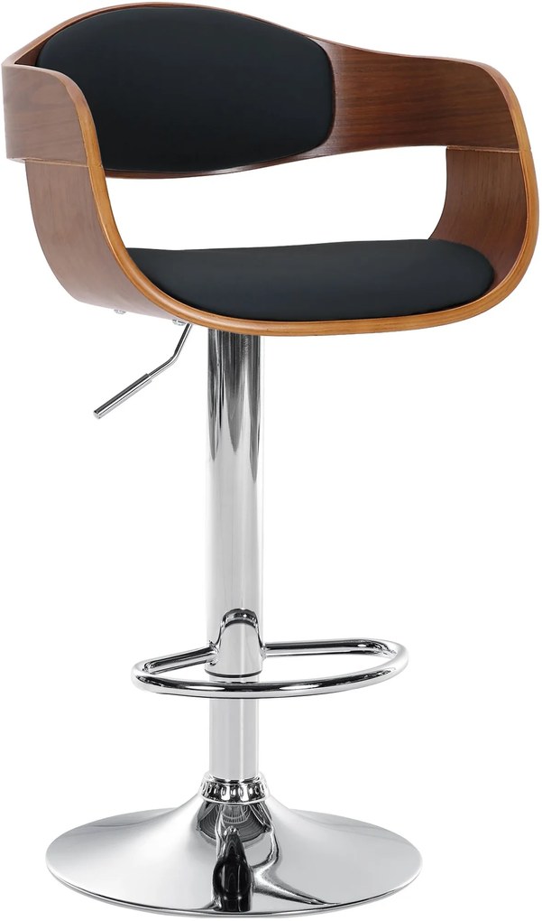 Banco de bar Kingston em couro sintético 50 x 88-102 x 48 cm Nogueira + Preto
