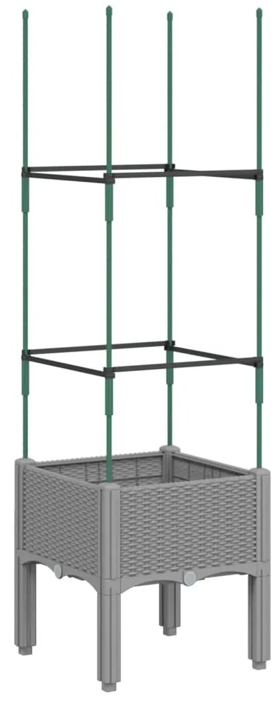 Vaso/floreira jardim c/ treliça 40x40x142,5cm PP cinzento-claro